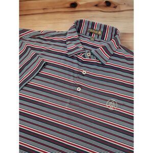 Peter Millar Summer Comfort Performance Golf Polo Multicolor Stripe Stretch Sz L